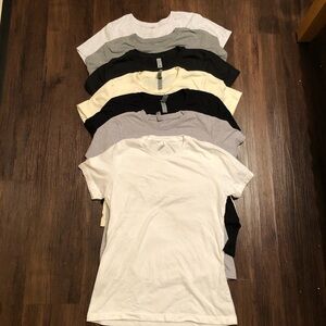 Women's Short Sleeve Tees - Multi-Pack-7 black gray yellow white sz M cotton/ply